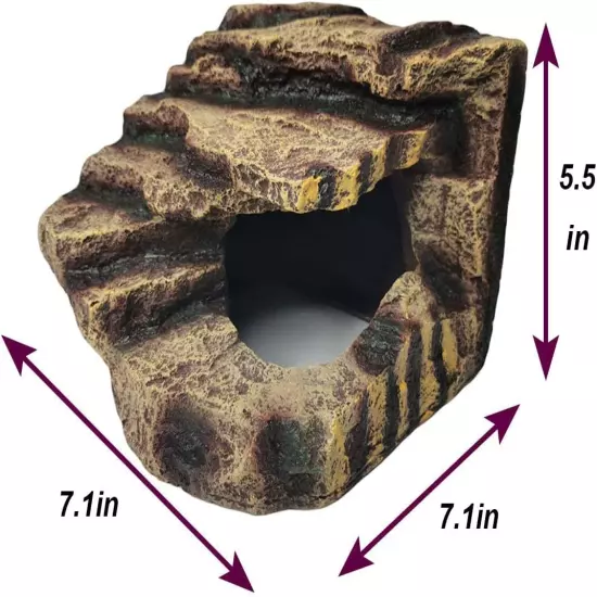 Turtle Basking Platform Frogs Habitat Hiding Cave Resin Fish Tank Aquarium Ornam