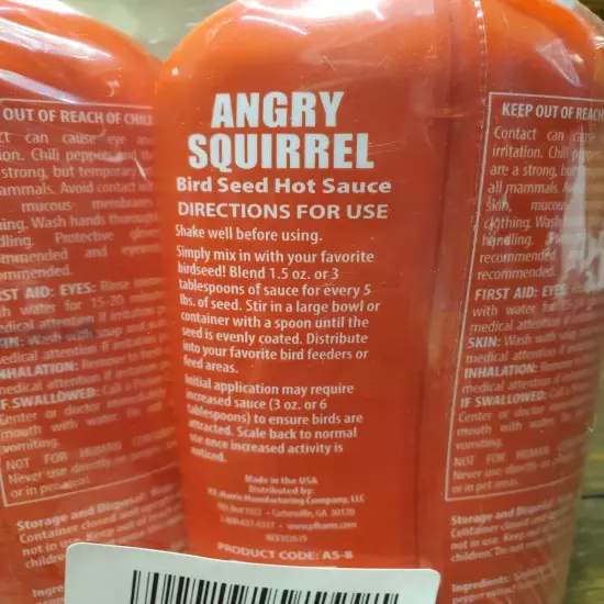 Harris Angry Squirrel Bird Seed Hot Sauce 8 oz. Ready-to-Use keep squirrels away