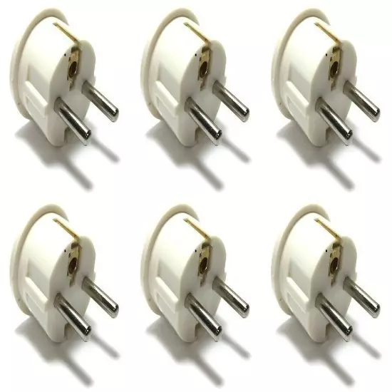 6PC American To European Plug Adapter Type E F USA To EU Round Pin Schuko Plug