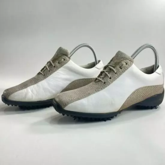 Footjoy LoPro Athletic Golf Shoe Womens Size 7 97208 White Tan Leather 