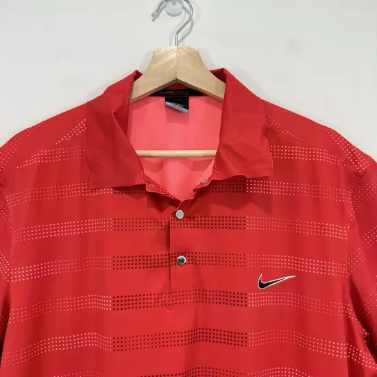 Tiger Woods Collection Nike Polo Shirt Men XL Red Dri-Fit Golf