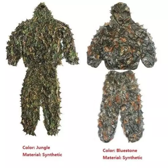 Mens Military Camouflage Clothes 3D Leaves Ghillie Suits Training Hunting Suits