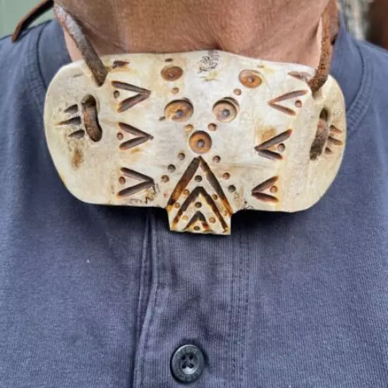 Large Bull Elk Mountain Man Neck Gorget, Mountain Man Rendezvous