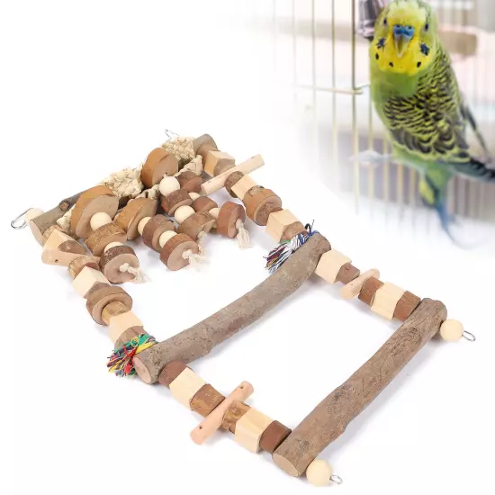 Bird Ladder Bridge Swing Chewing Toys Natural Logs Cage Accessories F AD5