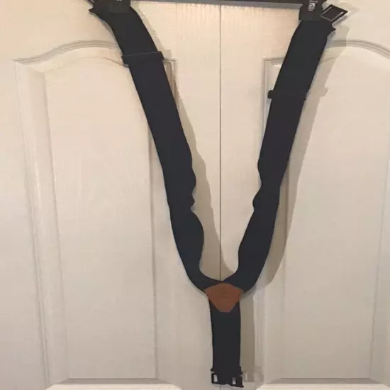 Perry The Original Suspenders Hook On Belt Leather Logo Navy Made in USA 2”