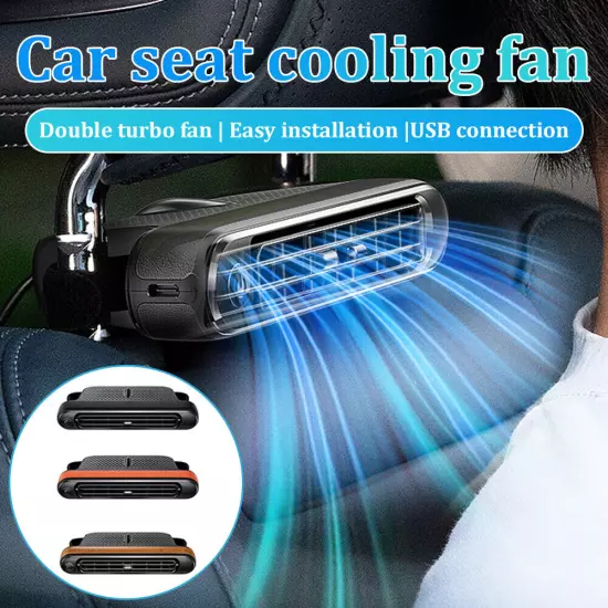 Car Back Seat Fan Rear Headrest 3-Speed USB Fan Air Cooling Fan for SUV RV Truck