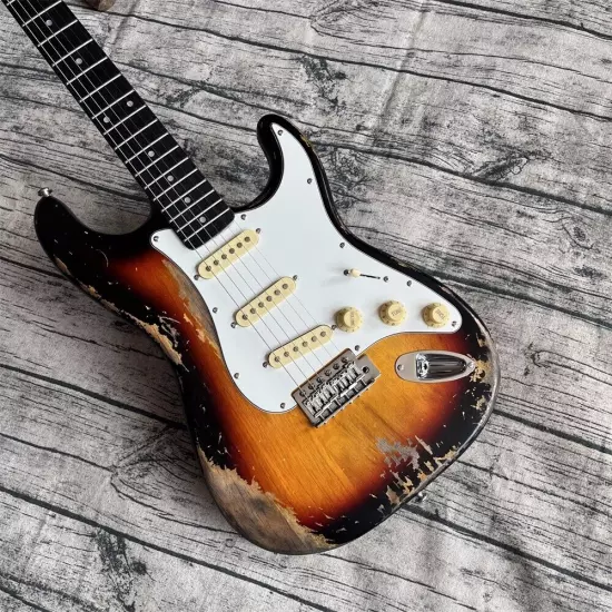 Custom Shop heavy relics sunburst aged electric guitar in stock shipping quickly