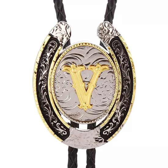 Bolo Tie for Men- Golden Initial Letter A to Z Western Cowboy Bolo Tie for Women