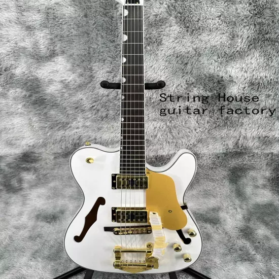 TELE Custom New Gloss White Electric Guitar Gold Hardware 2H Pickups Bigsby