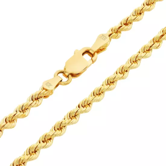 10K Yellow Gold 2mm-10mm Diamond Cut Rope Chain Bracelet Men Women 7" 7.5" 8" 9"