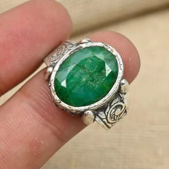 Green Onyx Gemstone Men's Ring 925 Sterling Silver Statement Ring All Size B6