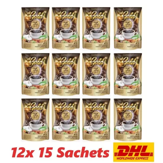 12x Luxica Coffee Mix 35 in 1 Gold Instant Herbal No Sugar 0% Calories Slimming