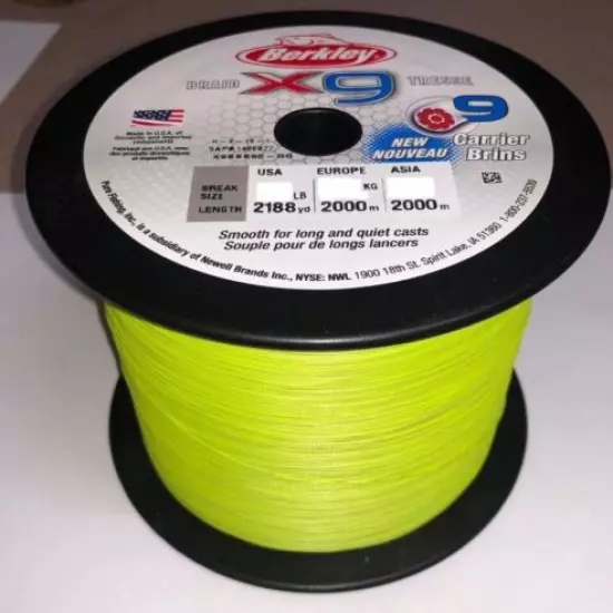 NEW 2018 Berkley X9 2000m Braid Bulk Spool Flame Green 20Lb / 9.1kg 0.17mm