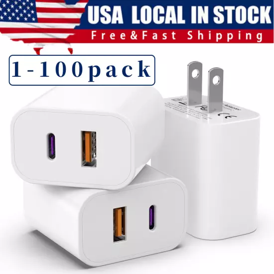 For iPhone 14 13 12 11 20W Fast Charger Block USB Type C Wall Power Adapter Lot