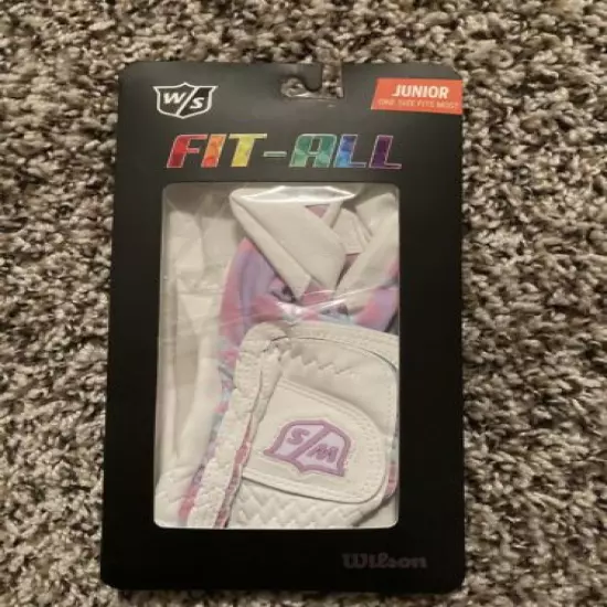 Wilson Staff Fit All Pink Purple Light Blue Camo Junior Golf Glove NEW