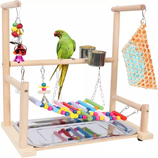 Bird Playground Parrot Playstand Toys: Bird Cage Accessories Bird Perches with R