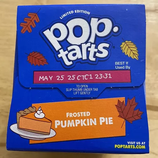 POP TARTS TOASTER PASTRIES FROSTED PUMPKIN PIE FLAVOR 8 CT 13.5OZ BOX FALL