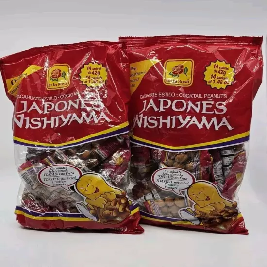 (2) Bags De la Rosa Cacahuate Japones Nishiyama, Japanese Style Cocktail Peanuts