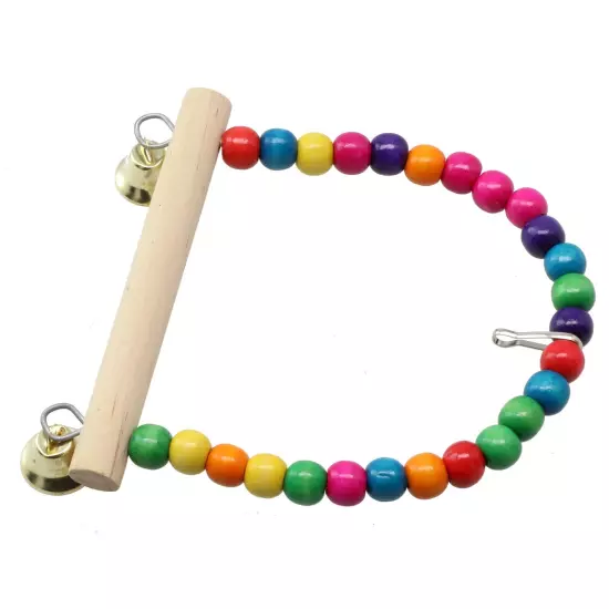 Natural Perch Parrot Swing Toy with Colorful Beads Encourage Bird's Playfulness