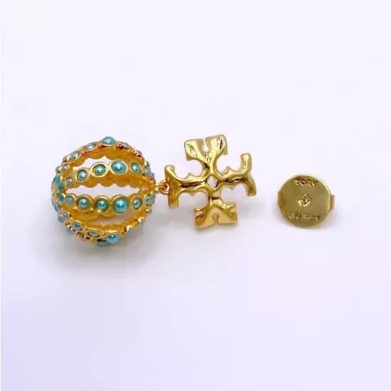 Tory Burch Roxanne small drop crystal stones earrings in gold