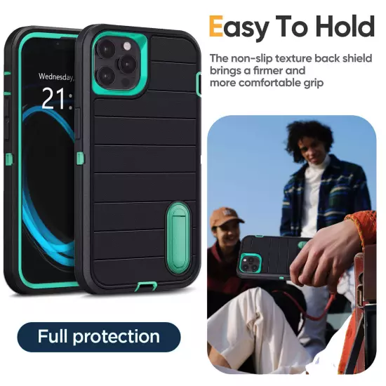 For iPhone 12 Pro Max/12 Pro/12 Shockproof Hybrid Rugged Hard Stand Case Cover