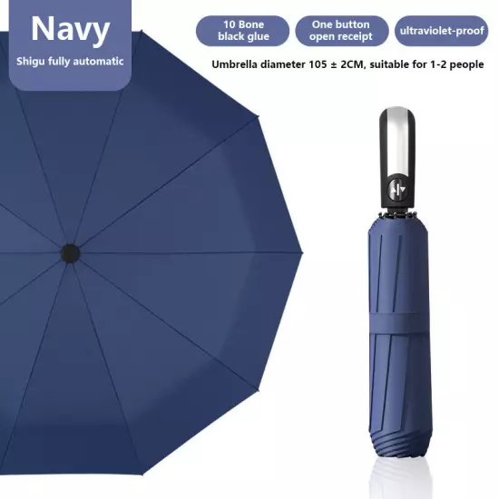 Automatic Black Umbrella Anti-UV Sun/Rain Windproof 3 Folding Compact Umbrella