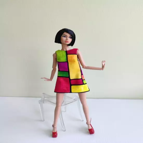  Yellow And Red Color Block dress for Poppy Parker, Nu face, Nippon by Olgaomi