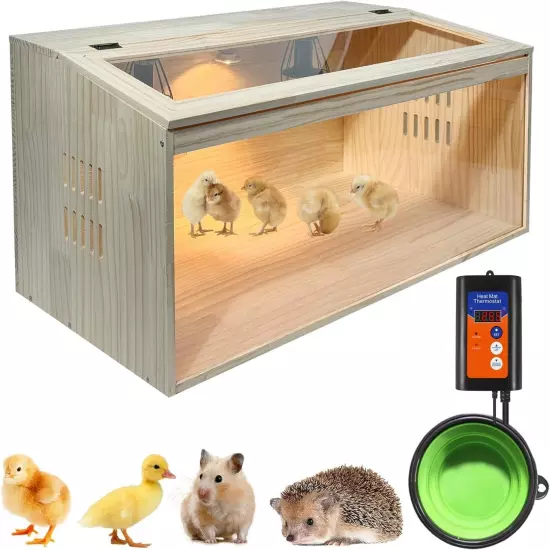 Large Chicken Brooder Box 31.5", Chicken Brooder with 3 Heat Lamp, Temp Contr...