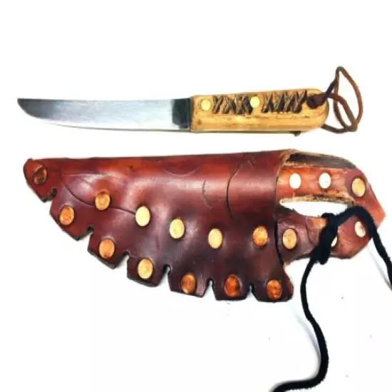 Dexter Scalping Style Knife, Carbon Steel Blade,Bullhide Scabbard 18 Copper Rive