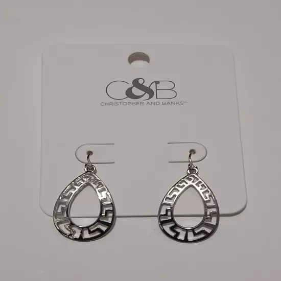 Christopher & Banks Dangle Drop Silverstone Pierced Earrings #A18