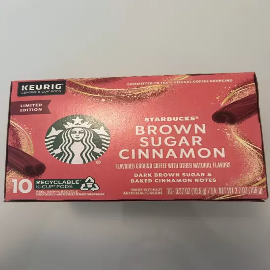 Starbucks NEW Arrival Brown Sugar Cinnamon Coffee Keurig 10 K-Cups Pods 2024