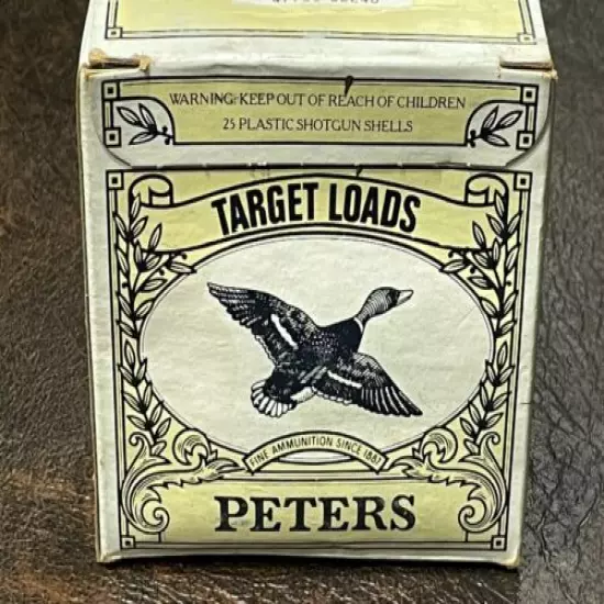 Vintage Empty PETERS 12 Gauge 25 ct Shotgun Shell Box - DUPONT - target Loads