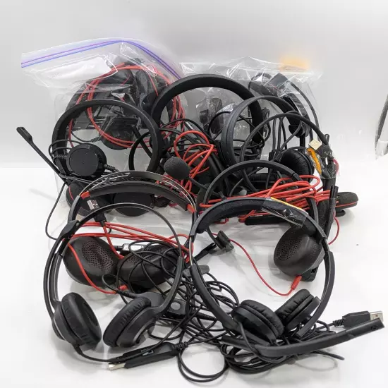 Assorted Wired Headsets with Microphone (See Photos) - Lot of 12