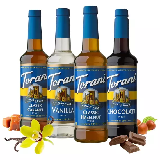 Torani Sugar Free Syrup, Variety Pack, 25.4 Ounce Fl Oz (Pack of 4) 