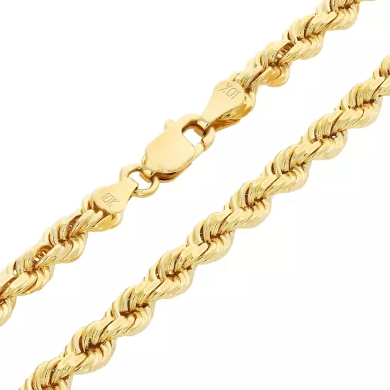 10K Yellow Gold 2mm-10mm Diamond Cut Rope Chain Bracelet Men Women 7" 7.5" 8" 9"