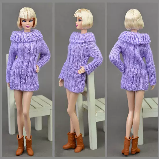 1:6 Accessories Knitted Handmade Sweater Top Coat Dress Clothes For 11.5" Doll