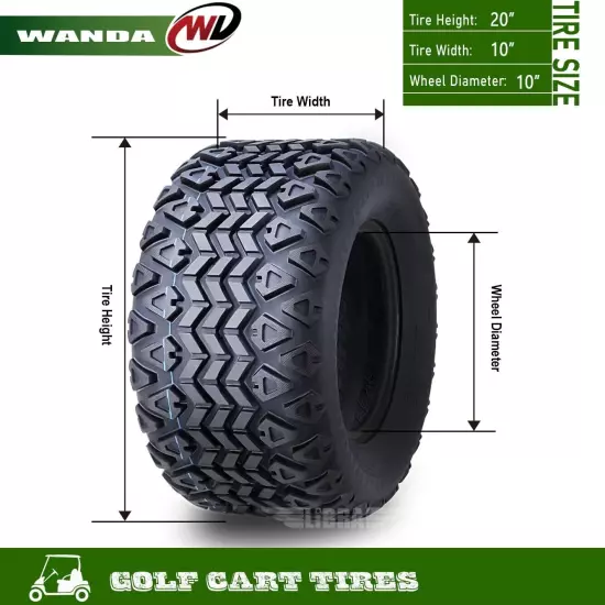 WANDA 20X10-10 Golf Cart ATV Tires 4 Ply 20x10x10 -Set 4 -14030