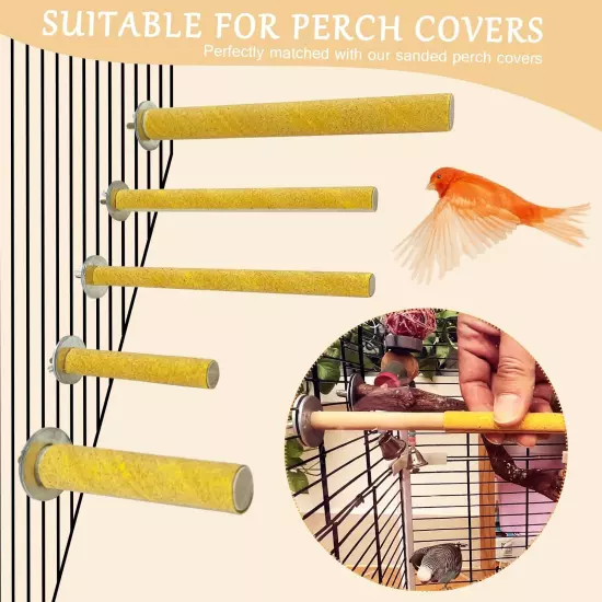 S&X Bird Perch, 5 PCS of Natural Wood Perches with Different Widths and Lengt...