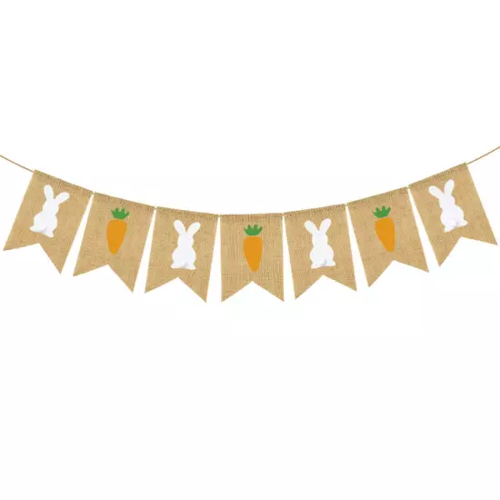 Easter Bunny Carrot Linen Swallowtail Banner for Party