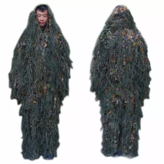 3D Ghillie Suit Grass Bionic Camouflage Suit Bird Watching Hunting Clothes Set