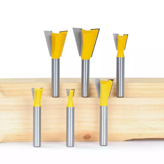 6pcs 1/4 Inch Shank Dovetail Router Bit Set Wood Milling Cutter Tool for Drawers