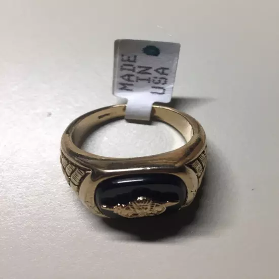 Vintage 18K HGE Gold Plated Shriner Black Mens Ring Size 10.5 NOS