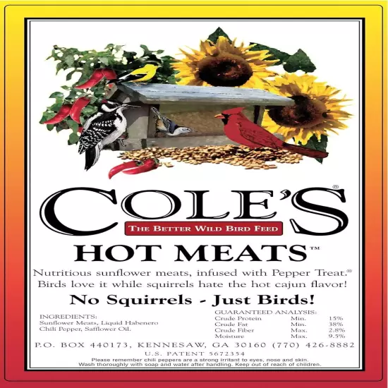 Cole's Hot Meats Bird Food 20 Pound All Natural Habanero Sunflower Seed Blend