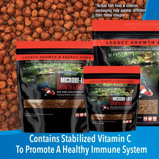 MICROBE-LIFT High Growth and Energy Floating Fish Food Pellets for Ponds, Water