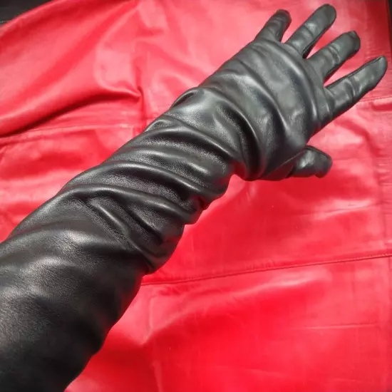 Size 9 ULTRA LONG R.C.E. UNLINED KID LEATHER GLOVES ITALY FORMAL EVENING BOUDOIR