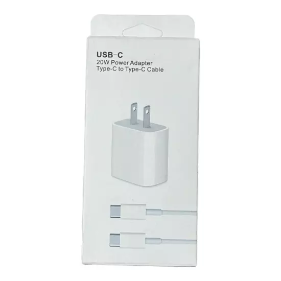 5PK USB-C 20W Power Adapter Type-C to Type-C Cable Fast Charging Iphone Android