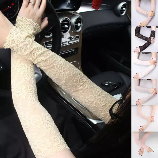 Long Fingerless Women Sexy Lace Gloves Ladies Fishnet Sunscreen Mesh USA