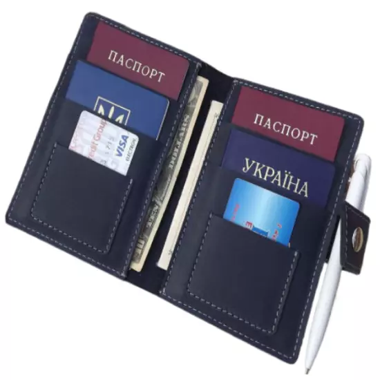 personalize passport bag ID card wallet purse Ticket pocket Bifold Leather MY1