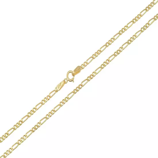 10k Yellow Gold 2mm-9.5mm Figaro Link Chain Necklace Bracelet 7"-30" Hollow