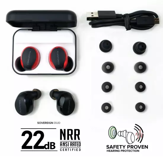 Plugfones Sovereign Duo Bluetooth OSHA CERTIFIED Hearing Protection with Audio